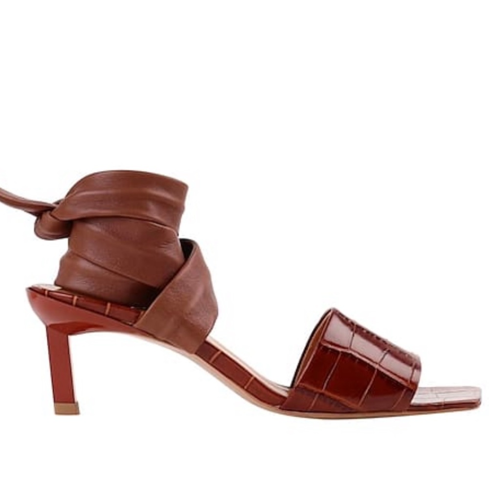 Ganni Croc Embossed Leather Sandals